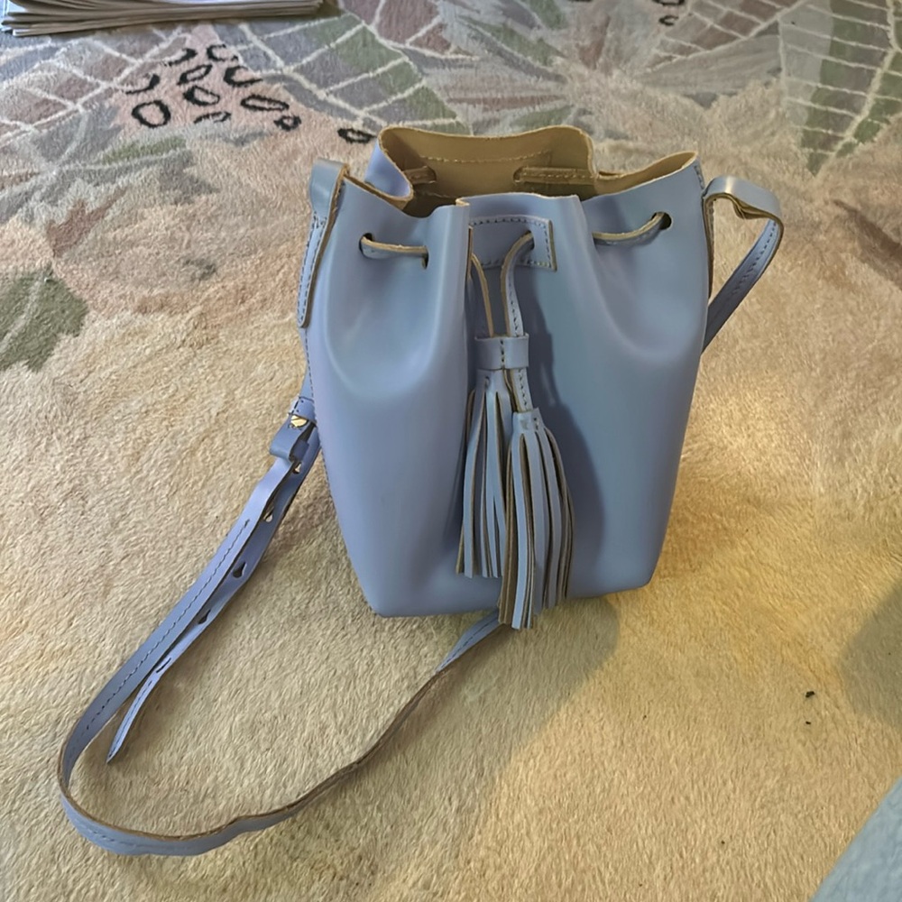 Periwinkle blue J.Crew tassel mini bucket bag